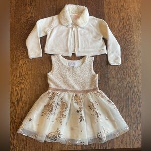 Charming Cream and Gold Floral Dress with Jacket